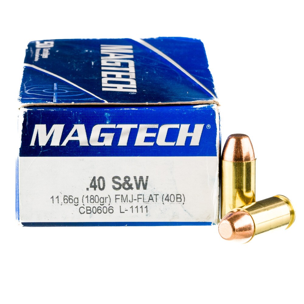 CARTUCHO MARCA MAGTECH CAL .40S&W FMJ-FLAT 180 GRS S/L