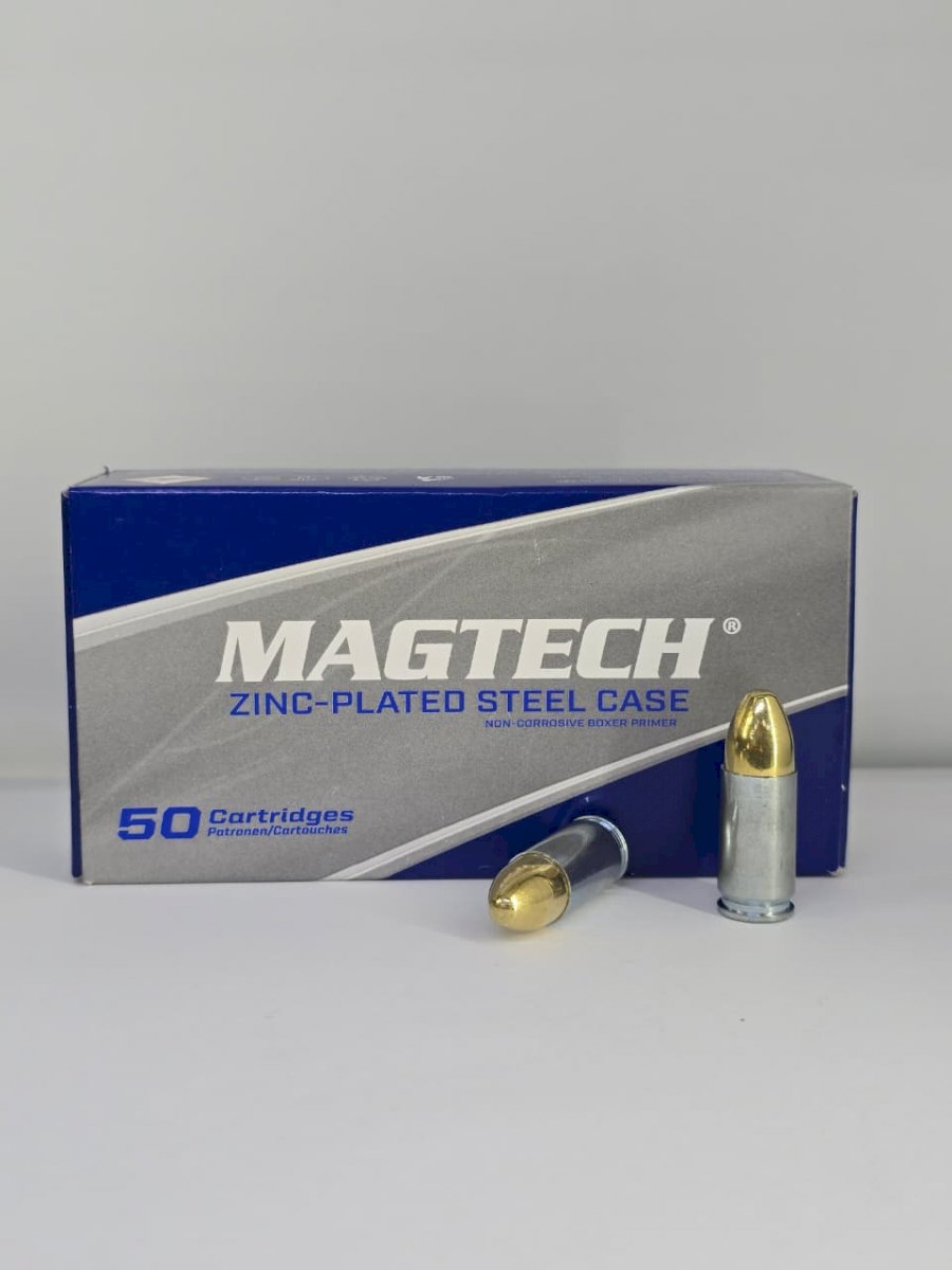 MUNICION MAGTECH CALIBRE 9MM LUGER FMJ 115 GRS LOTE L-60075 PLATEADO
